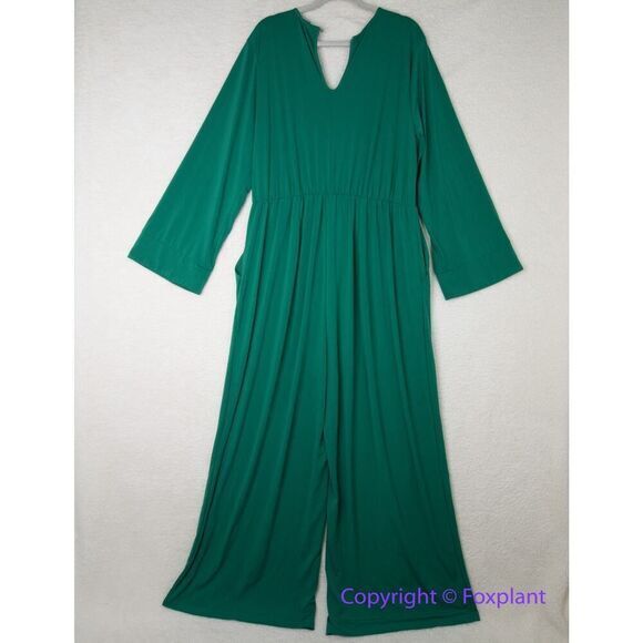 New! Eloquii Tie Front Knit‎ Jumpsuit green, plus size 20 - Picture 14 of 16